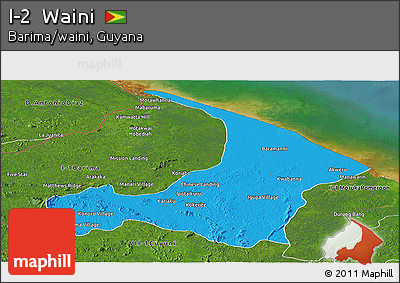 Political Panoramic Map of I-2  Waini, satellite outside