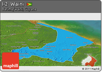 Political Panoramic Map of I-2  Waini, satellite outside