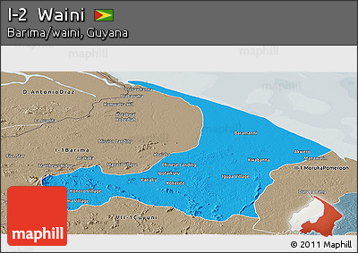 Political Panoramic Map of I-2  Waini, semi-desaturated