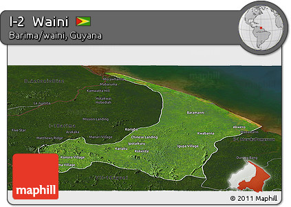 Satellite Panoramic Map of I-2  Waini, darken