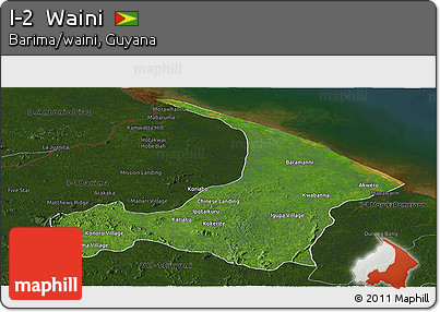 Satellite Panoramic Map of I-2  Waini, darken