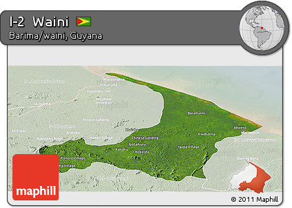 Satellite Panoramic Map of I-2  Waini, lighten