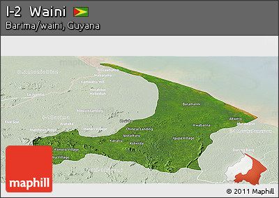 Satellite Panoramic Map of I-2  Waini, lighten