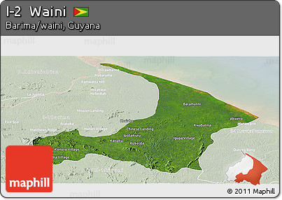 Satellite Panoramic Map of I-2  Waini, lighten