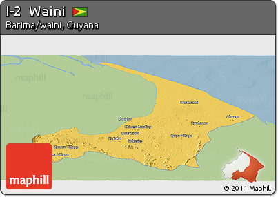 Savanna Style Panoramic Map of I-2  Waini, single color outside