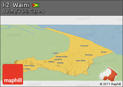 Savanna Style Panoramic Map of I-2  Waini, single color outside
