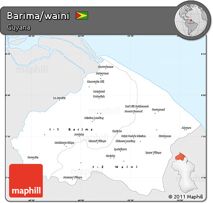 Silver Style Simple Map of Barima/waini, single color outside