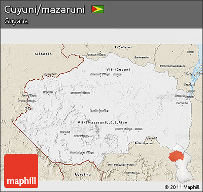Classic Style 3D Map of Cuyuni/mazaruni