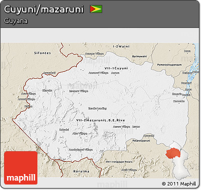 Classic Style 3D Map of Cuyuni/mazaruni