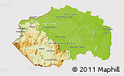 Physical 3D Map of Cuyuni/mazaruni, cropped outside