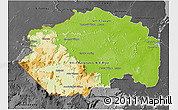 Physical 3D Map of Cuyuni/mazaruni, darken, desaturated
