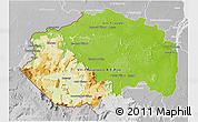 Physical 3D Map of Cuyuni/mazaruni, lighten, desaturated