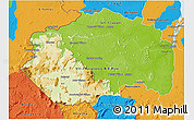Physical 3D Map of Cuyuni/mazaruni, political outside