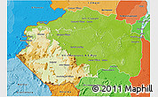 Physical 3D Map of Cuyuni/mazaruni, political shades outside