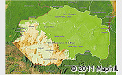 Physical 3D Map of Cuyuni/mazaruni, satellite outside