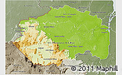 Physical 3D Map of Cuyuni/mazaruni, semi-desaturated