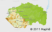 Physical 3D Map of Cuyuni/mazaruni, single color outside