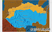 Political 3D Map of Cuyuni/mazaruni, darken