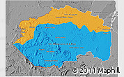 Political 3D Map of Cuyuni/mazaruni, desaturated