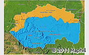 Political 3D Map of Cuyuni/mazaruni, satellite outside