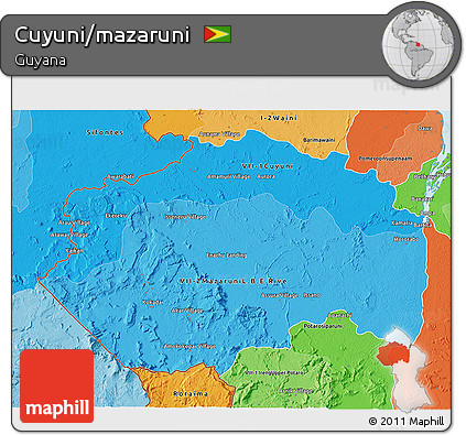 Political Shades 3D Map of Cuyuni/mazaruni