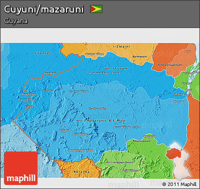 Political Shades 3D Map of Cuyuni/mazaruni