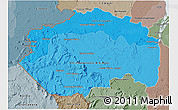 Political Shades 3D Map of Cuyuni/mazaruni, semi-desaturated