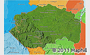 Satellite 3D Map of Cuyuni/mazaruni, political shades outside