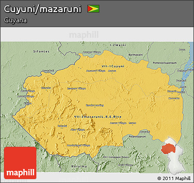 Savanna Style 3D Map of Cuyuni/mazaruni