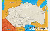 Shaded Relief 3D Map of Cuyuni/mazaruni, political outside