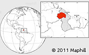 Blank Location Map of Cuyuni/mazaruni, highlighted country, within the entire country