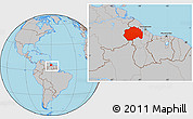 Gray Location Map of Cuyuni/mazaruni, within the entire country