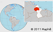 Gray Location Map of Cuyuni/mazaruni, highlighted country, within the entire country
