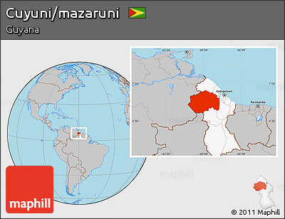 Gray Location Map of Cuyuni/mazaruni, highlighted country