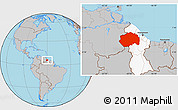 Gray Location Map of Cuyuni/mazaruni, highlighted country