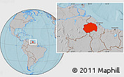 Gray Location Map of Cuyuni/mazaruni, hill shading
