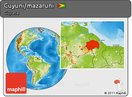 Physical Location Map of Cuyuni/mazaruni