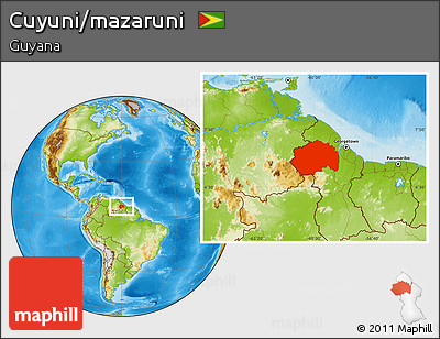 Physical Location Map of Cuyuni/mazaruni