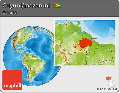 Physical Location Map of Cuyuni/mazaruni