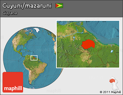 Satellite Location Map of Cuyuni/mazaruni