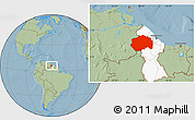Savanna Style Location Map of Cuyuni/mazaruni, highlighted country, hill shading