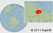 Savanna Style Location Map of Cuyuni/mazaruni, hill shading