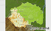 Physical Map of Cuyuni/mazaruni, darken