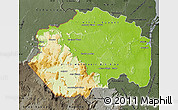 Physical Map of Cuyuni/mazaruni, darken, semi-desaturated