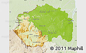 Physical Map of Cuyuni/mazaruni, lighten