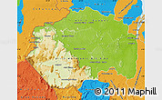 Physical Map of Cuyuni/mazaruni, political outside