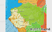 Physical Map of Cuyuni/mazaruni, political shades outside
