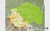 Physical Map of Cuyuni/mazaruni, semi-desaturated