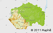 Physical Map of Cuyuni/mazaruni, single color outside