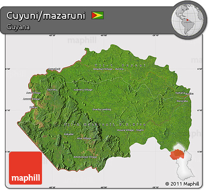 Satellite Map of Cuyuni/mazaruni, cropped outside